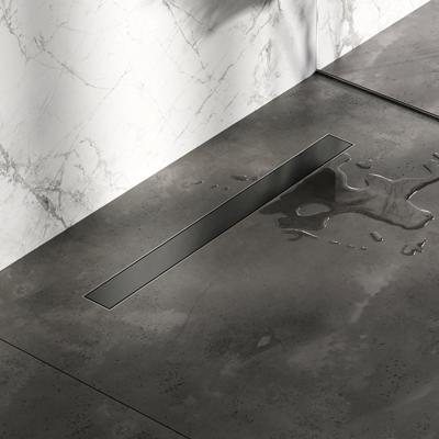 Brauer Douchegoot - 70x7.5cm - vloerflens - tegelinlegrooster omkeerbaar - RVS - geborsteld gunmetal DR-MRF70GM