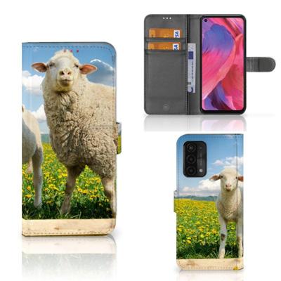 OPPO A54 5G | A74 5G | A93 5G | Telefoonhoesje | Met pasjeshouder | Schaap en Lammetje