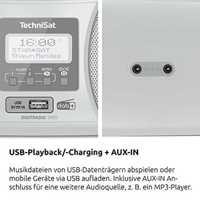 TechniSat DIGITRADIO 1990 Radio/CD-speler DAB+, VHF (FM) AUX, Bluetooth, CD, USB Acculaadfunctie, Wekfunctie Zilver TechniSat DIGITRADIO 1990 Radio/CD-speler DAB+, VHF (FM) AUX, Bluetooth, CD, USB Acculaadfunctie, Wekfunctie Zilver