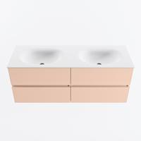 MONDIAZ VICA 130cm badmeubel onderkast Rosee 4 lades. Wastafel MOON dubbel 2 kraangaten, kleur Talc. - thumbnail