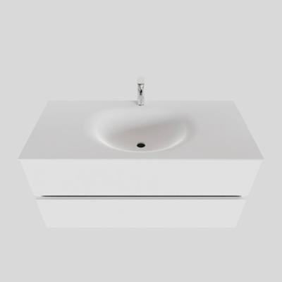 Badkamermeubel Solid Surface BWS Stockholm 100x46 cm Midden Mat Wit (met 1 kraangat) Badkamermeubel Solid Surface BWS Stockholm 100x46 cm Midden Mat Wit (met 1 kraangat)