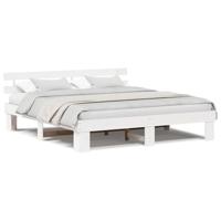 Bedframe met hoofdeinde Wit 180 x 200 cm Massief grenenhout - thumbnail