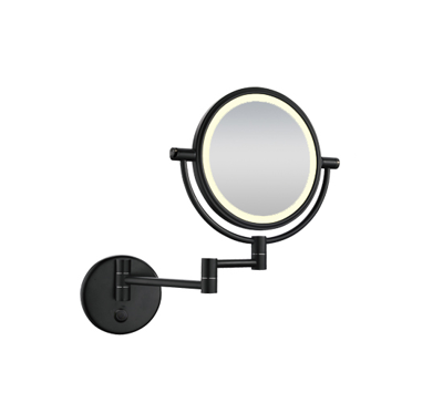 Wiesbaden Wand Scheerspiegel Met LED Verlichting �20 cm Staand 5x Vergrotend Mat Zwart