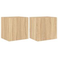 Tv-wandmeubelen met LED 2 st 40,5x35x40 cm sonoma eikenkleurig - thumbnail