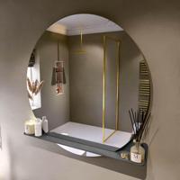 MONDIAZ SPOT spiegel rond 120cm met Spiegelplanchet kleur Dark Grey. - thumbnail