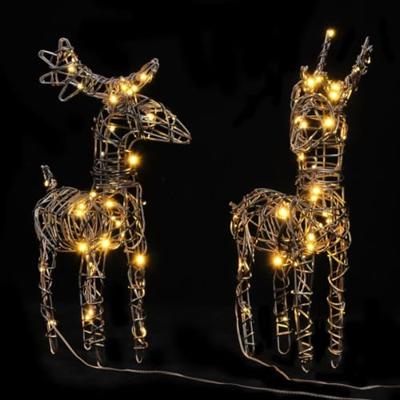 VidaXL Kerstdecoraties rendieren 2 st 80 led's rattan warmwit
