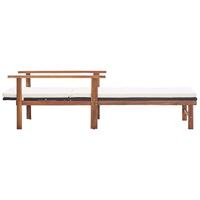 Ligbed met kussen poly rattan en massief acaciahout zwart - thumbnail