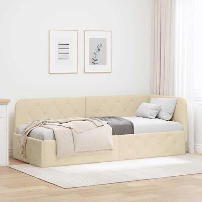 Hoekbedframe met hoofdeinde Crme 80 x 200 cm Stof