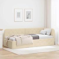Hoekbedframe met hoofdeinde Crme 80 x 200 cm Stof - thumbnail