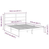 Bedframe extra lang zonder matras massief hout wit 140x210 cm - thumbnail