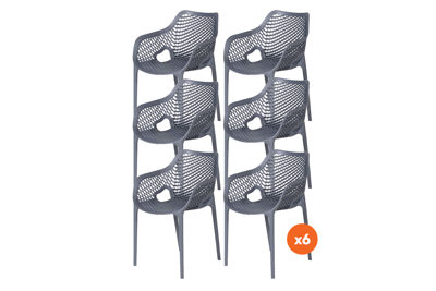 Set van 6 - Madino Air stapelbare stoel - Grijs
