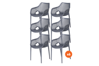 Set van 6 - Madino Air stapelbare stoel - Grijs - thumbnail