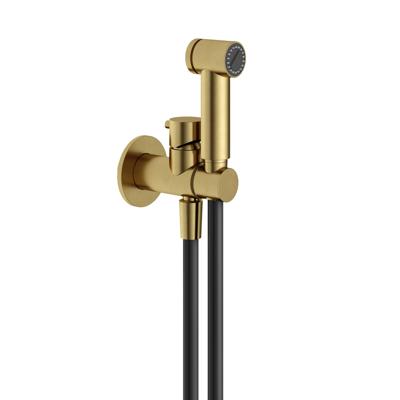 Hotbath Bidetkraan Afbouwdeel Cobber Bidetkraan Met Doucheslang En Houder Geborsteld Messing PVD