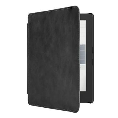 Lunso - Geschikt voor Kobo Aura H2o edition 1 hoes (6.8 inch) - Lederen sleep cover - Zwart