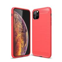 Geborsteld textuur Carbon Fiber TPU Case voor iPhone XI 2019 (rood) - thumbnail
