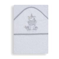 Interbaby Badcape Eenhoorn Junior 100 Cm Katoen Wit/grijs - thumbnail