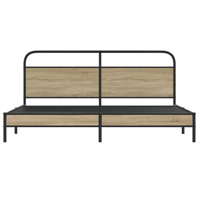 Bedframe zonder matras metaal gerookt eikenkleurig 193x203 cm