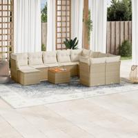 11-delige Tuinset met kussens poly rattan beige - thumbnail
