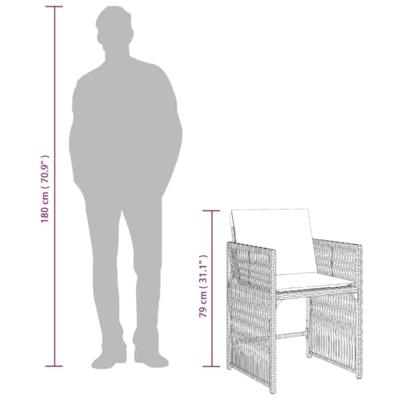 Tuinstoelen 4 st met kussens poly rattan zwart