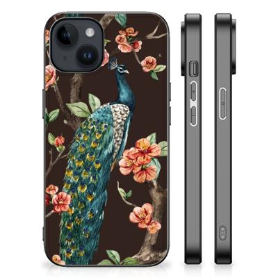 iPhone 15 Plus Dierenprint Telefoonhoesje Pauw met Bloemen