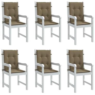 VidaXL Stoelkussens 6 st lage rug 100x50x4 cm stof gemêleerd taupe VidaXL Stoelkussens 6 st lage rug 100x50x4 cm stof gemêleerd taupe