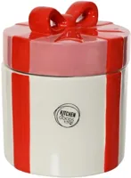 Decoris voorraadpot dolomiet strik 12.5x15cm rood, wit - thumbnail