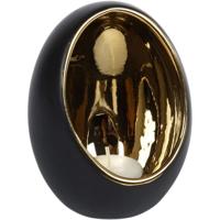Theelichthouder Pim 9.5x9.5x12.5 cm Goud/Zwart/Aardewerk - thumbnail