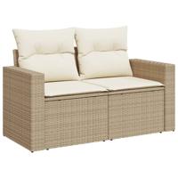 6-delige Loungeset met kussens poly rattan beige - thumbnail