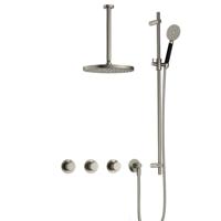 Hotbath Cobber X - CX7067 - Inbouw Regendoucheset - Geborsteld Nikkel - 2 Stopkranen - Thermostatisch - Plafondbuis 30 cm - Hoofddouche 300 mm - Ronde Handdouche 3 Standen - Glijstang 900 mm - met M106 - Waterbesparend - thumbnail