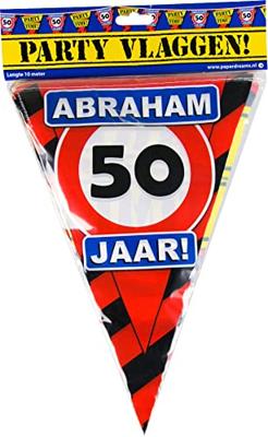 Vlaggenlijn slinger 50 jaar Abraham party Vlaggenlijn slinger 50 jaar Abraham party