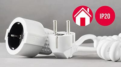 AS Schwabe 70412 Stroom Verlengkabel 16 A Wit 2.50 m H05VV-F 3G 1,5 mm² Spiraalkabel