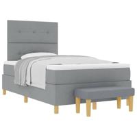 Boxspringbed met matras en bank stof lichtgrijs 120x200 cm - thumbnail