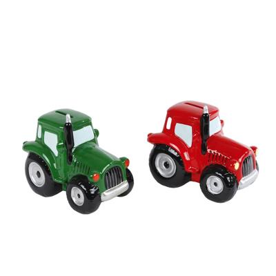Kids Globe spaarpot tractor groen/rood a2 aardew 16,6x11x13,8cm