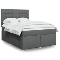 Boxspring met matras stof donkergrijs 140x190 cm - thumbnail