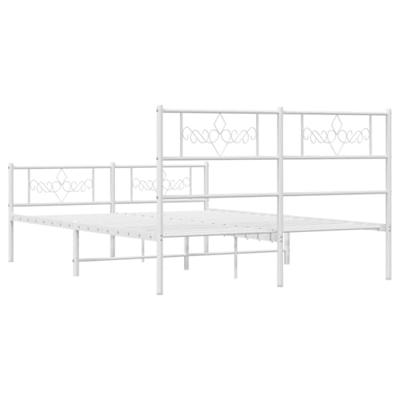 Bedframe met hoofd- en voeteneinde metaal wit 135x190 cm
