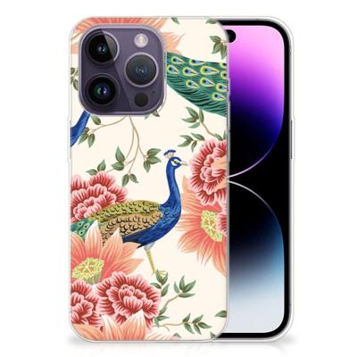 TPU Hoesje voor Apple iPhone 14 Pro Pink Peacock TPU Hoesje voor Apple iPhone 14 Pro Pink Peacock