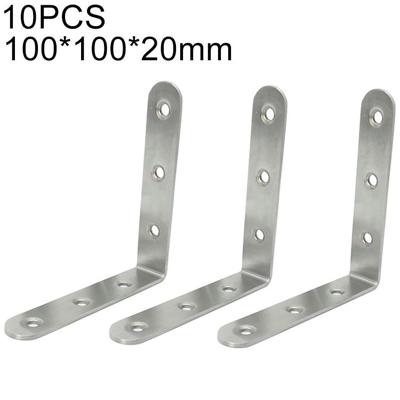 10 stuks RVS 90 graden hoek beugel hoek brace joint beugel bevestiger meubilair kabinet schermen muur (100mm)