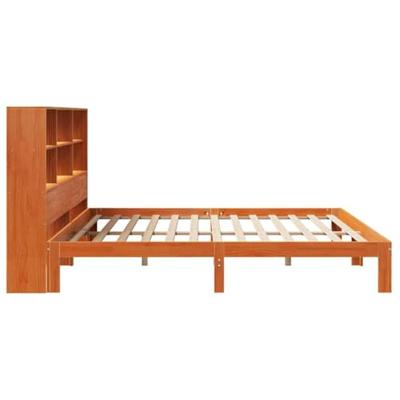 Bed met boekenkast zonder matras grenenhout wasbruin 180x200 cm