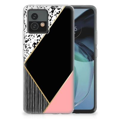 Motorola Moto G72 | TPU Hoesje | Zwart Roze Vormen