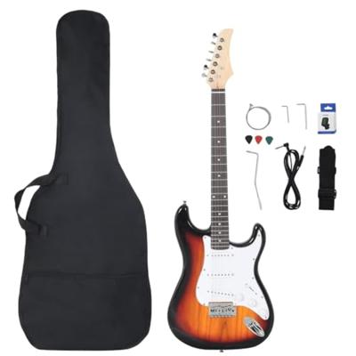 VidaXL Gitaar voor beginners elektrisch met tas 4/4 39" bruin en wit - thumbnail
