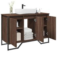 Wastafelkast 91x35x60 cm bewerkt hout bruin eikenkleurig - thumbnail