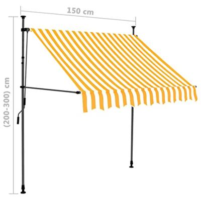 Luifel handmatig uitschuifbaar met LED 150 cm wit en oranje - thumbnail