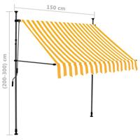 Luifel handmatig uittrekbaar met LED 150 cm wit en oranje - thumbnail
