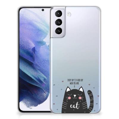 Samsung Galaxy S21 Plus Telefoonhoesje met Naam Cat Good Day Samsung Galaxy S21 Plus Telefoonhoesje met Naam Cat Good Day