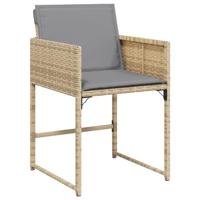 Tuinstoelen 4 st met kussens poly rattan gemengd beige - thumbnail