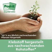Post-it Recycled notes, 100 vel, ft 76 x 127 mm, geel, pak van 6 blokken - thumbnail