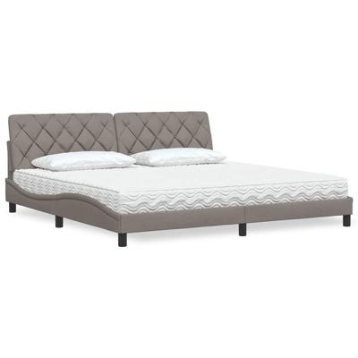 Bed met matras stof taupe 200x200 cm