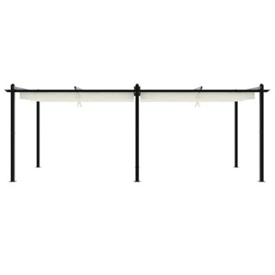 Prieel met uittrekbaar dak 3x6 m aluminium crèmekleurig