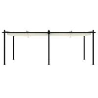 Prieel met uittrekbaar dak 3x6 m aluminium crèmekleurig - thumbnail