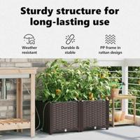 Tuin Bloempot 2 pcs Bruin Staal - thumbnail